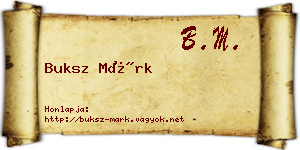 Buksz Márk névjegykártya